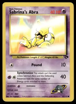 2000 Pokemon Gym - Challenge Sabrina’s Abra #93 Light Play - Image 1