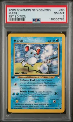 2000 Pokemon VINTAGE WOTC 1st Edition Neo Genesis Marill #66 PSA 8 (NEW CERT) - Image 1