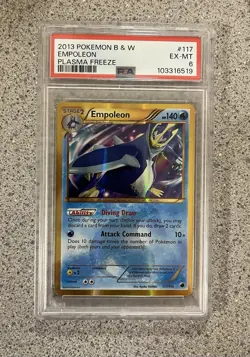 2013 Pokemon Black & White Empoleon Plasma Freeze 117 PSA 6 Secret Rare Pop 28 - Image 1
