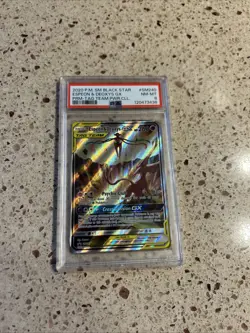2020 POKEMON SM BLACK STAR PROMO TAG TEAM ESPEON & DEOXYS GX PSA 8 - Image 1
