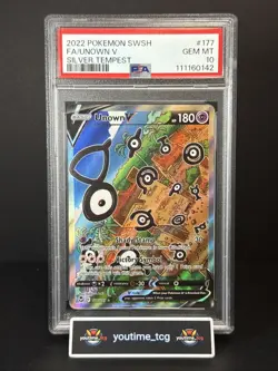 2022 Pokemon Sword & Shield Silver Tempest Fa Unown V #177 PSA 10 - Image 1
