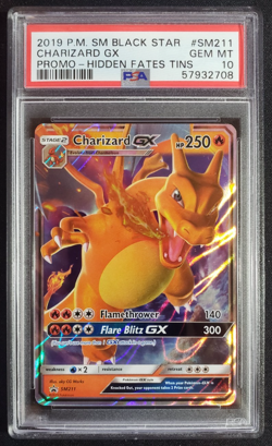 2019 POKEMON SM BLACK STAR PROMO HIDDEN FATES TINS #SM211 CHARIZARD GX PSA 10 - Image 1
