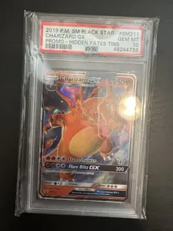 2019 POKEMON SM BLACK STAR PROMO HIDDEN FATES TINS #SM211 CHARIZARD GX PSA 10 - Image 1