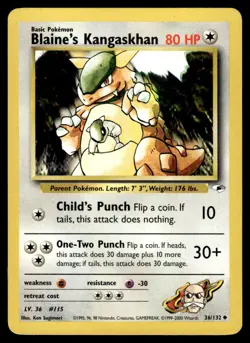 2000 Pokemon Gym - Heroes Blaine’s Kangaskhan #36 Light Play - Image 1