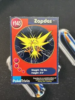 Zapdos 1999 Original 151 Pokemon Burger King PokeTrivia Trading Card #145 - Image 1
