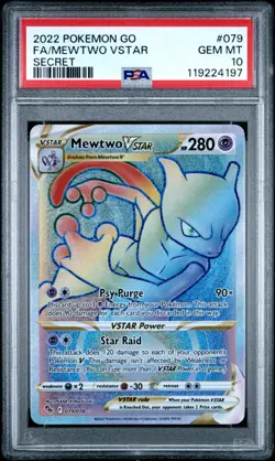 POKEMON PSA 10 2022 Pokemon GO Mewtwo VSTAR 079/078 Secret Rare - Image 1
