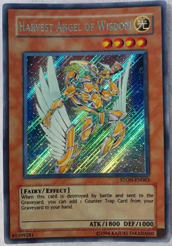 Yugioh 1x Harvest Angel of Wisdom STON-EN063 Secret Rare Unlimited Ed Near Mint - Image 1