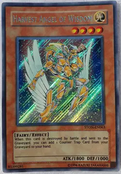 Yugioh 1x Harvest Angel of Wisdom STON-EN063 Secret Rare Unlimited Ed Near Mint - Image 2