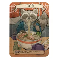 Ramen Raccoon Food Metal Token Magic Card | Hand-Drawn Fantasy Metal Proxy Art - Image 1
