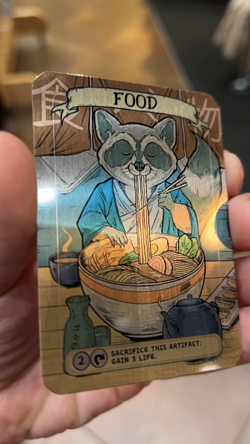Ramen Raccoon Food Metal Token Magic Card | Hand-Drawn Fantasy Metal Proxy Art - Image 2