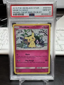 Mimikyu SM163 Holo Pokemon Card 2019 Team Up Blister Promo - PSA 10 GEM MINT - Image 1