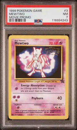 Pokemon TCG Mewtwo Black Star Promo Card 1999 1st Movie LP - Image 1