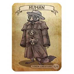 Human Metal Token Magic Card | Hand-Drawn Fantasy Proxy Art on Aluminum | Custom - Image 1