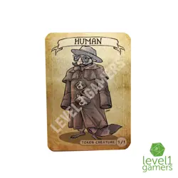Human Metal Token Magic Card | Hand-Drawn Fantasy Proxy Art on Aluminum | Custom - Image 3