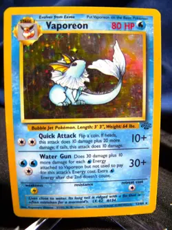 1999 Vaporeon 12/64 Jungle Set Holo Rare Pokemon TCG Card LP - EX+ / NM- - Image 1