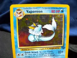 1999 Vaporeon 12/64 Jungle Set Holo Rare Pokemon TCG Card LP - EX+ / NM- - Image 2
