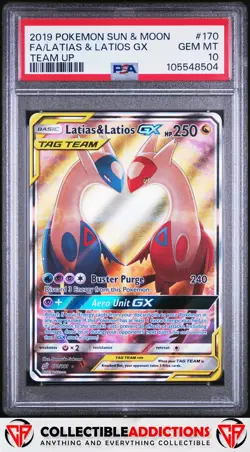 Pokemon Sun & Moon Team Up 170 Latias & Latios Gx Team Up PSA 10 Gem Mint - Image 1