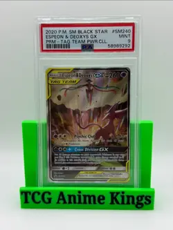 Espeon & Deoxys GX Tag Team SM240 Holo Pokemon TCG PSA 9 - Image 1