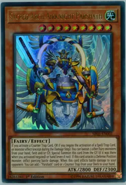 Yugioh Sacred Arch-Airknight Parshath SR05-EN001 Ultra Rare 1st Edition - Image 1