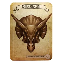 Dinosaur Metal Token Magic Card | Hand-Drawn Fantasy Creature Proxy Art on Metal - Image 1