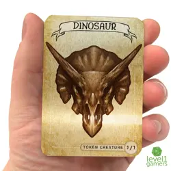 Dinosaur Metal Token Magic Card | Hand-Drawn Fantasy Creature Proxy Art on Metal - Image 3