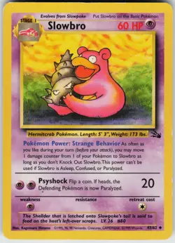 Pokemon TCG Slowbro 43/62 Fossil Uncommon card Unlimited LP - Image 1
