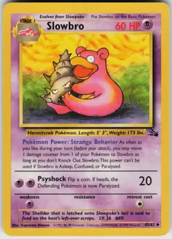 Pokemon TCG Slowbro 43/62 Fossil Uncommon card Unlimited LP - Image 1