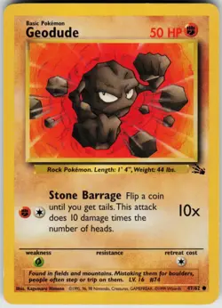 Pokemon TCG Geodude 47/62 Fossil Common card Unlimited LP - Image 1