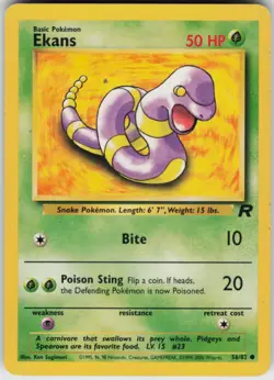 Pokemon TCG Ekans 56/82 Team Rocket Common card Unlimited LP - Image 1