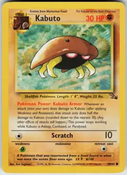 Pokemon TCG Kabuto 50/62 Fossil Common card Unlimited LP - Image 1