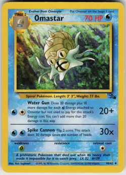 Pokemon TCG Omastar 40/62 Fossil Uncommon card Unlimited LP - Image 1