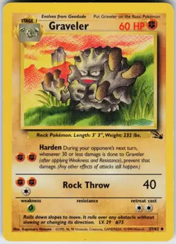 Pokemon TCG Graveler 37/62 Fossil Uncommon card Unlimited LP - Image 1