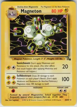 Pokemon TCG Magneton (26) 26/62 Fossil Rare card Unlimited LP - Image 1