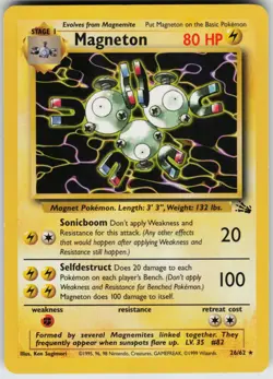 Pokemon TCG Magneton (26) 26/62 Fossil Rare card Unlimited LP - Image 1