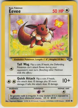 Pokemon TCG Eevee 51/64 Jungle Common card Unlimited LP - Image 1