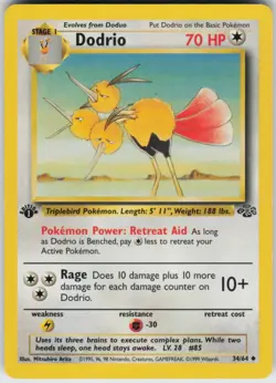 Pokemon TCG Dodrio 34/64 Jungle Uncommon card 1st Edition LP - Image 1