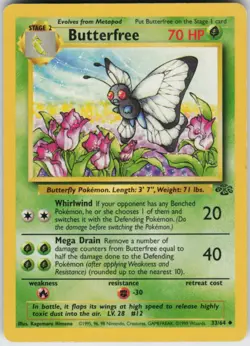 Pokemon TCG Butterfree 33/64 Jungle Uncommon card Unlimited LP - Image 1