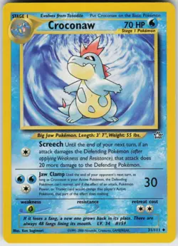 Pokemon TCG Croconaw (31) 031/111 Neo Genesis Uncommon card Unlimited LP - Image 1