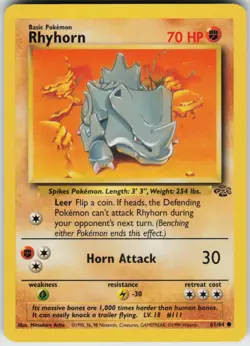 Pokemon TCG Rhyhorn 61/64 Jungle Common card Unlimited LP - Image 1