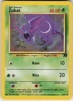 Pokemon TCG Zubat 70/82 Team Rocket Common card Unlimited LP - Image 1