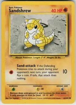 Pokemon TCG Sandshrew 062/102 Base Set Common card Normal LP - Image 1