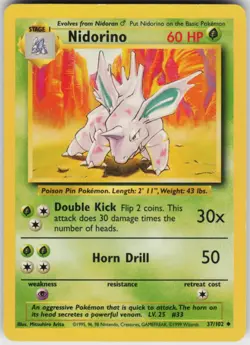 Pokemon TCG Nidorino 037/102 Base Set Uncommon card Normal LP - Image 1