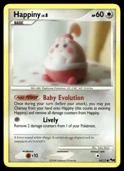 2008 Pokemon Diamond & Pearl, POP - POP Series 8 Happiny #14 Light Play - Image 1
