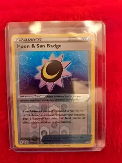 Pokemon TCG Evolving Skies 2021 Moon and Sun Reverse Holo Badge Card #151/203 - Image 1