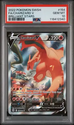 2022 Pokemon TCG Charizard V Alt Art 154/172 PSA 10 GEM MINT Brilliant Stars - Image 1
