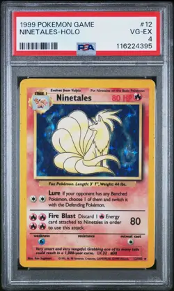 1999 POKEMON BASE SET UNLIMITED #12 NINETALES-HOLO PSA 4 - Image 1