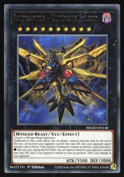 Raidraptor - Ultimate Falcon - MGED-EN140 - Gold Rare - 1st Edition Yugioh - Image 1
