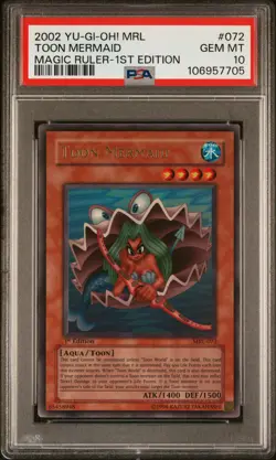 Yu-Gi-Oh Toon Mermaid 2002 Magic Ruler 1st Edition Ultra Rare # MRL-072 PSA 10 - Image 1