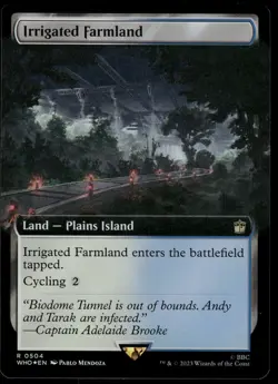 1x Foil Irrigated Farmland (Extended Art) - Universes Beyond: Dr Who - NM - MTG - Image 1