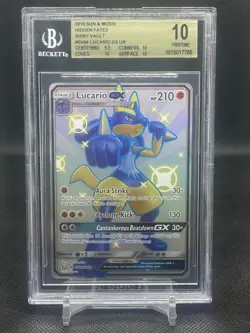 Pokemon Sun & Moon Hidden Fates Lucario GX Full Art SV64/SV94 BGS 10 Card POP 25 - Image 1